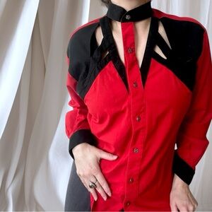 SOLD Stylish Red and Black Women's Top